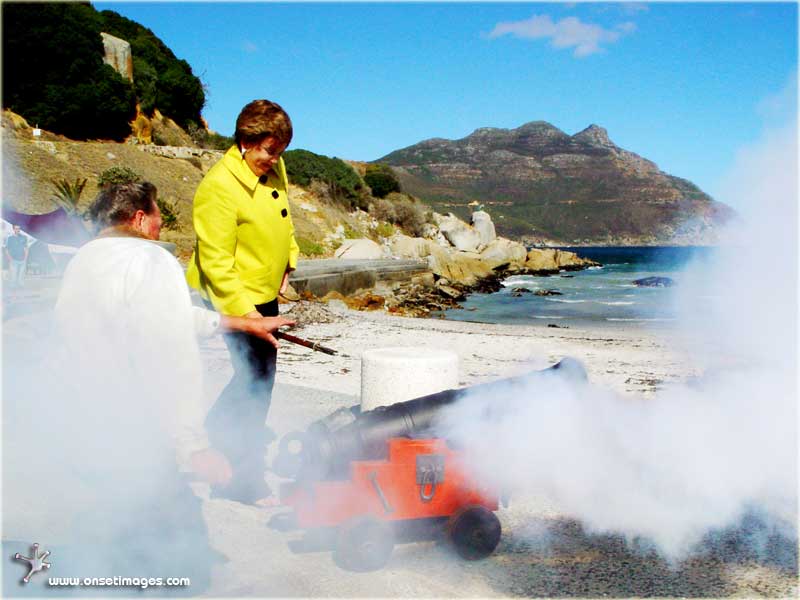 Councillor Marga Haywood firing the Cannon